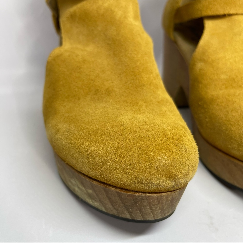 Free People Womens Yellow Taupe Suede Cedar Clog Shoes Size US 7/ 37 - Picture 9 of 15